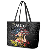 Personalized Sicilian Roots American Heritage Month Leather Tote Bag - Wonder Print Shop