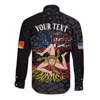 Personalized Sicilian Roots American Heritage Month Long Sleeve Button Shirt - Wonder Print Shop