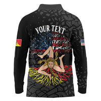 Personalized Sicilian Roots American Heritage Month Long Sleeve Polo Shirt - Wonder Print Shop