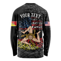 Personalized Sicilian Roots American Heritage Month Long Sleeve Shirt - Wonder Print Shop