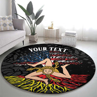 Personalized Sicilian Roots American Heritage Month Round Carpet - Wonder Print Shop