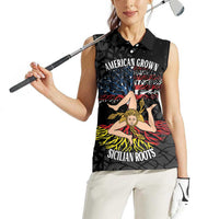 Personalized Sicilian Roots American Heritage Month Women Sleeveless Polo Shirt - Wonder Print Shop
