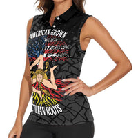 Personalized Sicilian Roots American Heritage Month Women Sleeveless Polo Shirt - Wonder Print Shop
