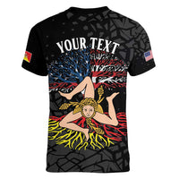 Personalized Sicilian Roots American Heritage Month Women V-Neck T-Shirt - Wonder Print Shop