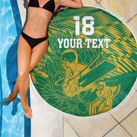 Custom Cricket South Africa Beach Blanket Proteas Go Champion Green Version - Wonder Print Shop