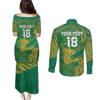 Custom Cricket South Africa Couples Matching Puletasi and Long Sleeve Button Shirt Proteas Go Champion Green Version - Wonder Print Shop