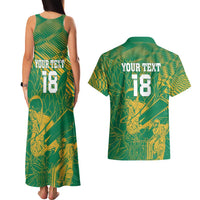 Custom Cricket South Africa Couples Matching Tank Maxi Dress and Hawaiian Shirt Proteas Go Champion Green Version - Wonder Print Shop