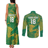 Custom Cricket South Africa Couples Matching Tank Maxi Dress and Long Sleeve Button Shirt Proteas Go Champion Green Version - Wonder Print Shop