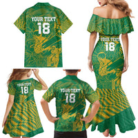 Custom Cricket South Africa Family Matching Mermaid Dress and Hawaiian Shirt Proteas Go Champion Green Version - Wonder Print Shop