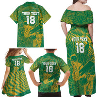 Custom Cricket South Africa Family Matching Off Shoulder Maxi Dress and Hawaiian Shirt Proteas Go Champion Green Version - Wonder Print Shop
