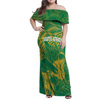 Custom Cricket South Africa Family Matching Off Shoulder Maxi Dress and Hawaiian Shirt Proteas Go Champion Green Version - Wonder Print Shop