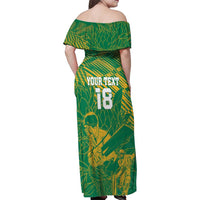 Custom Cricket South Africa Family Matching Off Shoulder Maxi Dress and Hawaiian Shirt Proteas Go Champion Green Version - Wonder Print Shop