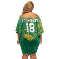 Custom Cricket South Africa Family Matching Off Shoulder Short Dress and Hawaiian Shirt Proteas Go Champion Green Version - Wonder Print Shop