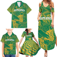 Custom Cricket South Africa Family Matching Summer Maxi Dress and Hawaiian Shirt Proteas Go Champion Green Version - Wonder Print Shop