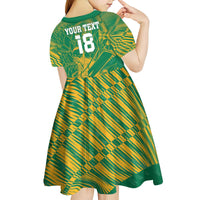 Custom Cricket South Africa Kid Short Sleeve Dress Proteas Go Champion Green Version - Wonder Print Shop