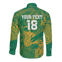 Custom Cricket South Africa Long Sleeve Button Shirt Proteas Go Champion Green Version - Wonder Print Shop