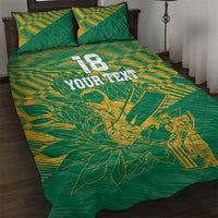 Custom Cricket South Africa Quilt Bed Set Proteas Go Champion Green Version - Wonder Print Shop