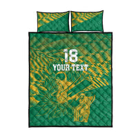 Custom Cricket South Africa Quilt Bed Set Proteas Go Champion Green Version - Wonder Print Shop