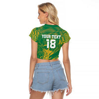 Custom Cricket South Africa Raglan Cropped T Shirt Proteas Go Champion Green Version - Wonder Print Shop