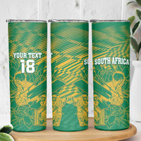 Custom Cricket South Africa Skinny Tumbler Proteas Go Champion Green Version - Wonder Print Shop