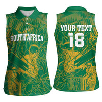 Custom Cricket South Africa Women Sleeveless Polo Shirt Proteas Go Champion Green Version - Wonder Print Shop