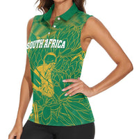 Custom Cricket South Africa Women Sleeveless Polo Shirt Proteas Go Champion Green Version - Wonder Print Shop