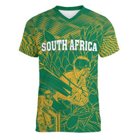Custom Cricket South Africa Women V-Neck T-Shirt Proteas Go Champion Green Version - Wonder Print Shop