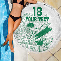 Custom Cricket South Africa Beach Blanket Proteas Go Champion White Version - Wonder Print Shop