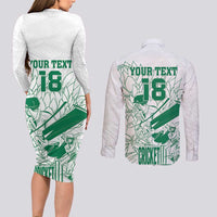 Custom Cricket South Africa Couples Matching Long Sleeve Bodycon Dress and Long Sleeve Button Shirt Proteas Go Champion White Version - Wonder Print Shop