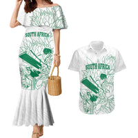 Custom Cricket South Africa Couples Matching Mermaid Dress and Hawaiian Shirt Proteas Go Champion White Version - Wonder Print Shop