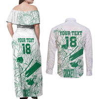 Custom Cricket South Africa Couples Matching Off Shoulder Maxi Dress and Long Sleeve Button Shirt Proteas Go Champion White Version - Wonder Print Shop