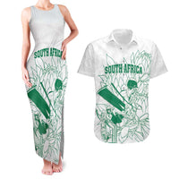 Custom Cricket South Africa Couples Matching Tank Maxi Dress and Hawaiian Shirt Proteas Go Champion White Version - Wonder Print Shop