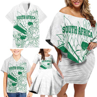 Custom Cricket South Africa Family Matching Off Shoulder Short Dress and Hawaiian Shirt Proteas Go Champion White Version - Wonder Print Shop