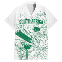 Custom Cricket South Africa Family Matching Short Sleeve Bodycon Dress and Hawaiian Shirt Proteas Go Champion White Version - Wonder Print Shop