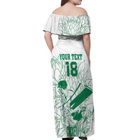 Custom Cricket South Africa Off Shoulder Maxi Dress Proteas Go Champion White Version - Wonder Print Shop