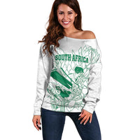 Custom Cricket South Africa Off Shoulder Sweater Proteas Go Champion White Version - Wonder Print Shop