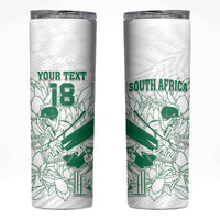 Custom Cricket South Africa Skinny Tumbler Proteas Go Champion White Version - Wonder Print Shop