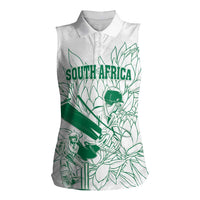 Custom Cricket South Africa Women Sleeveless Polo Shirt Proteas Go Champion White Version - Wonder Print Shop