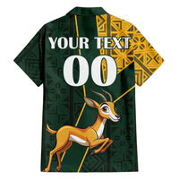 Custom South Africa Springbok Jumping Family Matching Long Sleeve Bodycon Dress and Hawaiian Shirt With Kente Patterns - Wonder Print Shop