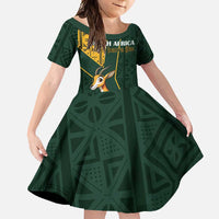 Custom South Africa Springbok Jumping Family Matching Off Shoulder Maxi Dress and Hawaiian Shirt With Kente Patterns - Wonder Print Shop