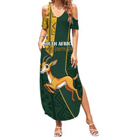 Custom South Africa Springbok Jumping Family Matching Summer Maxi Dress and Hawaiian Shirt With Kente Patterns - Wonder Print Shop