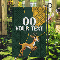 Custom South Africa Springbok Jumping Garden Flag With Kente Patterns - Wonder Print Shop