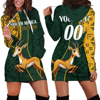 Custom South Africa Springbok Jumping Hoodie Dress With Kente Patterns - Wonder Print Shop