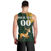 Custom South Africa Springbok Jumping Men Tank Top With Kente Patterns - Wonder Print Shop