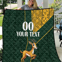 Custom South Africa Springbok Jumping Quilt With Kente Patterns - Wonder Print Shop