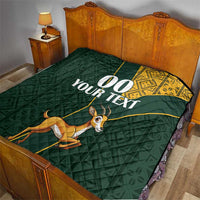 Custom South Africa Springbok Jumping Quilt With Kente Patterns - Wonder Print Shop