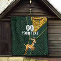 Custom South Africa Springbok Jumping Quilt With Kente Patterns - Wonder Print Shop