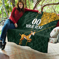 Custom South Africa Springbok Jumping Quilt With Kente Patterns - Wonder Print Shop