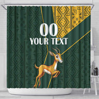 Custom South Africa Springbok Jumping Shower Curtain With Kente Patterns