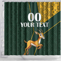 Custom South Africa Springbok Jumping Shower Curtain With Kente Patterns